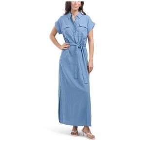 Calvin Klein Baby Blue Linen MIDI Shirt Dress - NWT Women’s Size 12